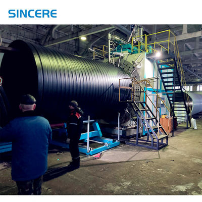 HDPE large diameter hollow wall spiral winding pipe extrusion machine line manufacturer